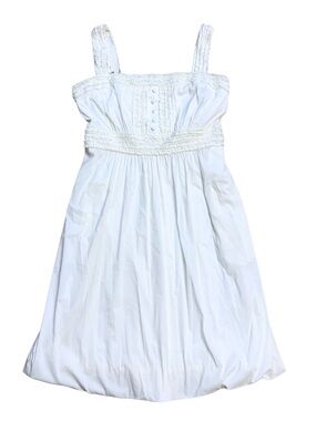 BCBG MAXAZRIA Cream Babydoll Mini Dress Sleeveless Ruffles Cottagecore Ivory